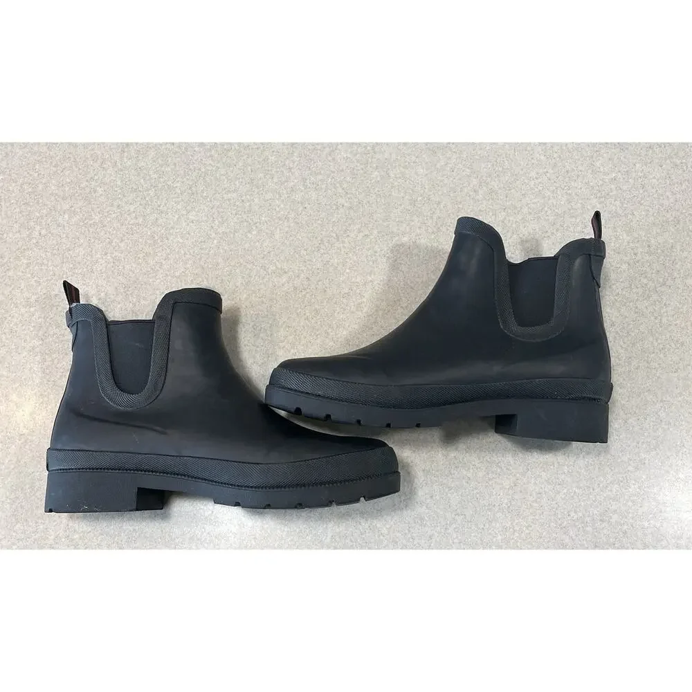 Tretorn Women's Size7 Lina Chelsea Rain Boots Black Rubber FAUX Fur Lined